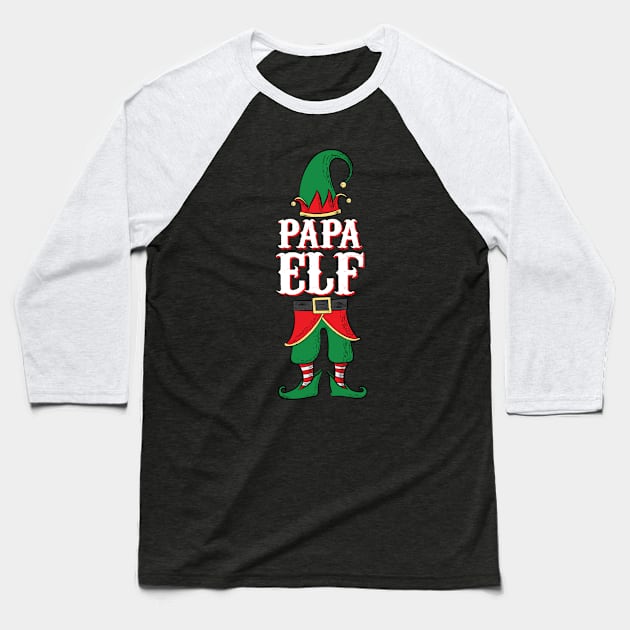 Papa Elf - Mom and Dad Matching Family Christmas design Baseball T-Shirt by Vector Deluxe